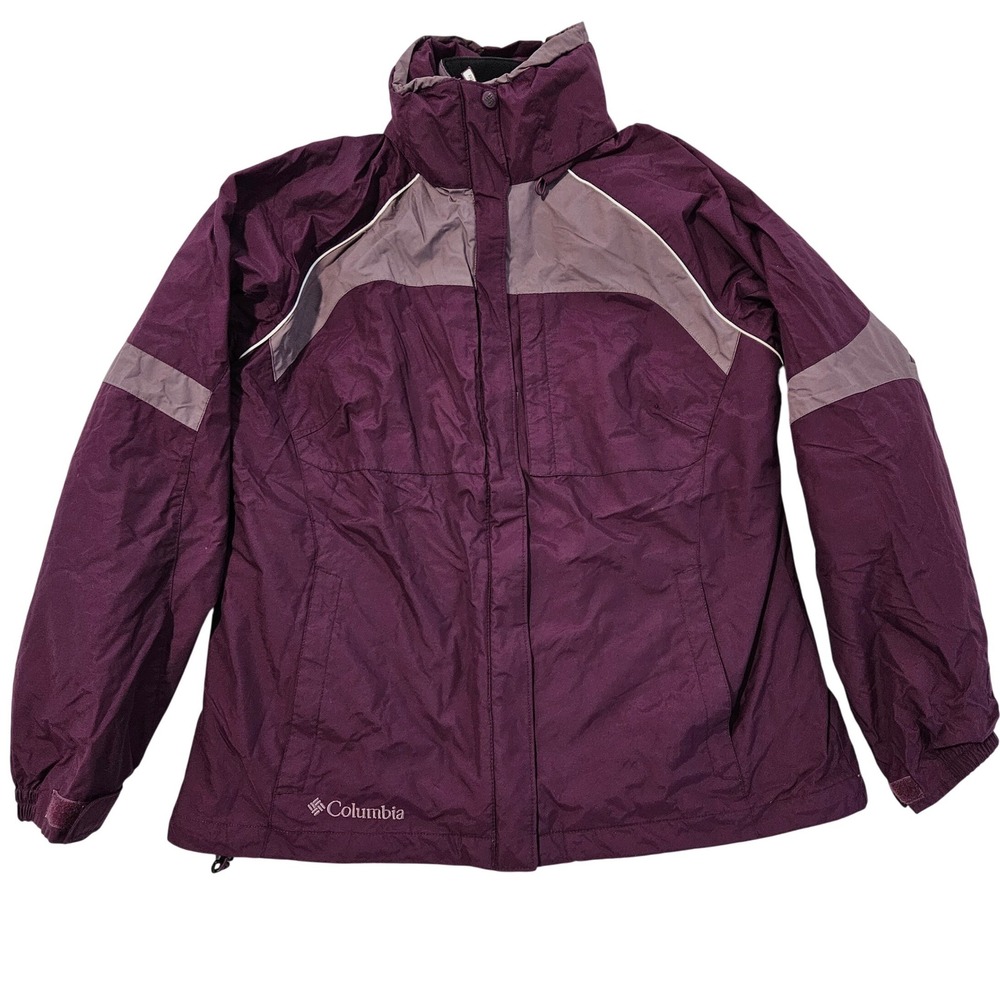 Columbia Womens Interchange Hooded 3-in-1 Ski Jacket Winter Waterproof Purple L